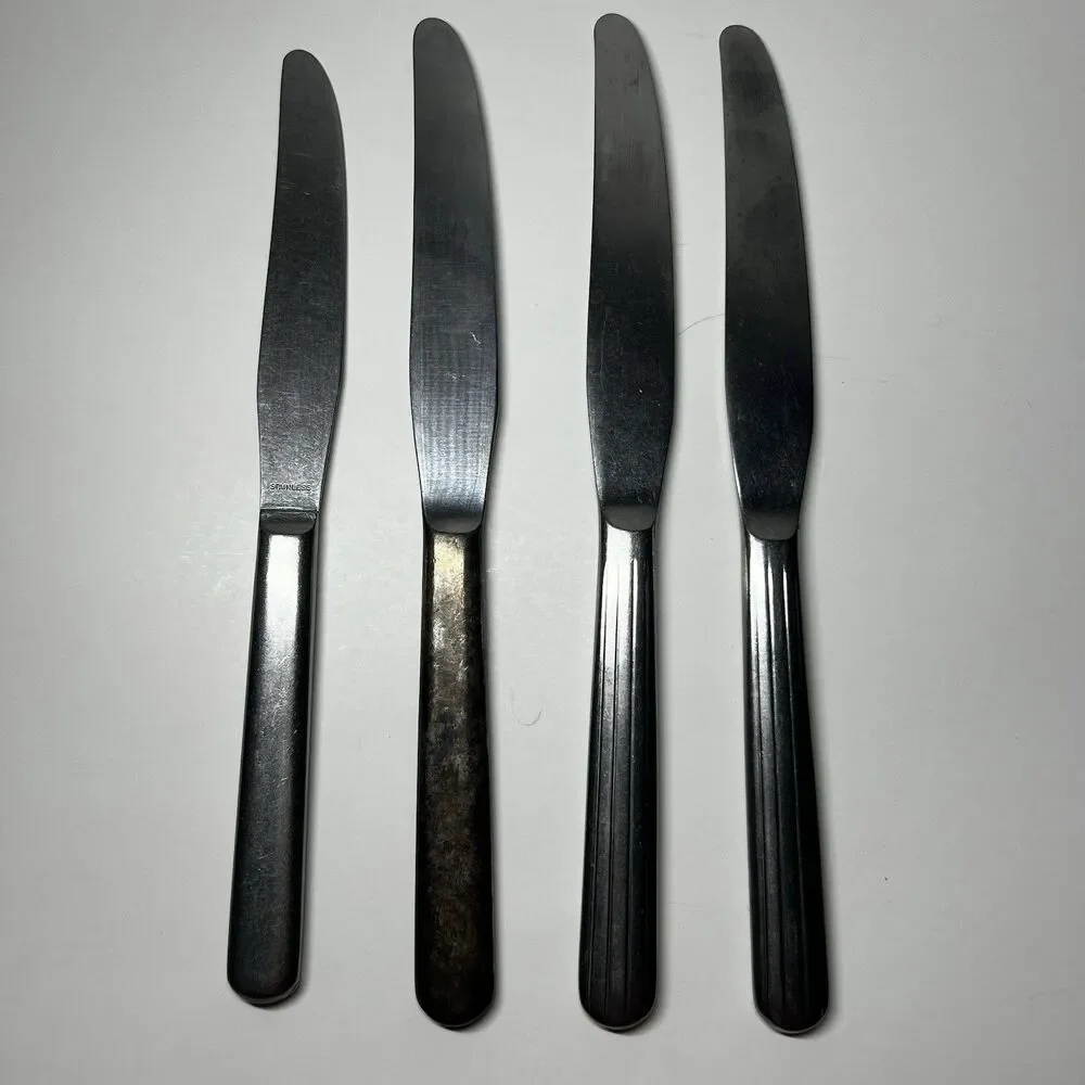 Vintage Mismatched Stainless Steel Dinner Knives Lot of 4 Mixed Patterns